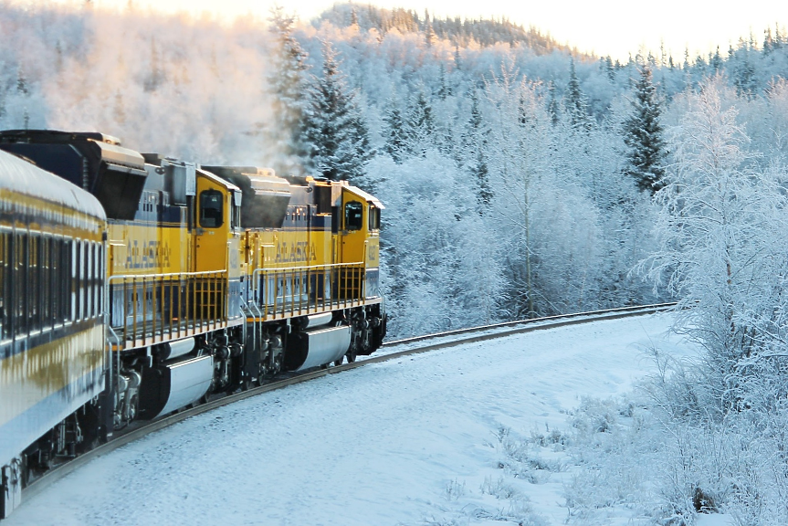 Аляска разполага със собствена железопътна линия. Изграждането ѝ започва през 1903 година и днес е с дължина от 760 километра. 
