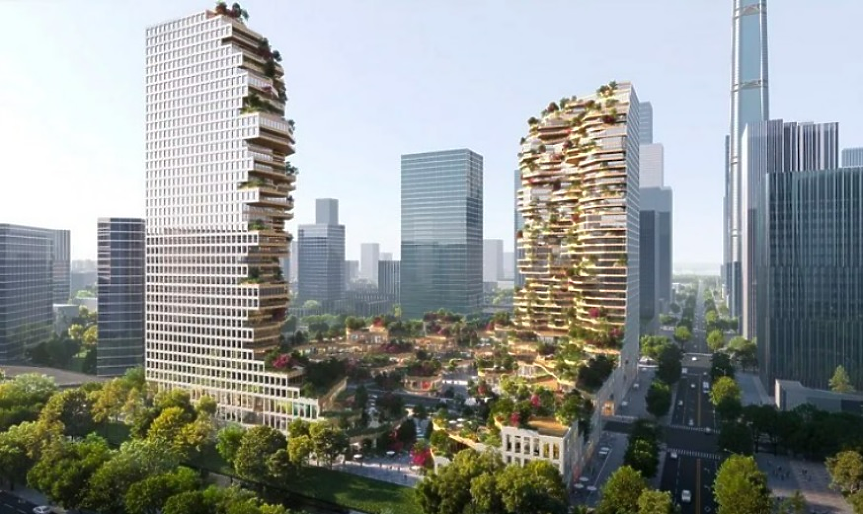 Невероятните нови небостъргачи Oasis Towers, които изглеждат частично срутени