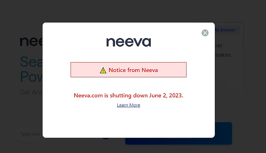 Търсачката Neeva без реклами и тракери спира работа