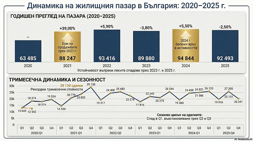 Брой имотни сделки между 2020 г. и 2025 г. / Данни: Мирослав Владимиров 