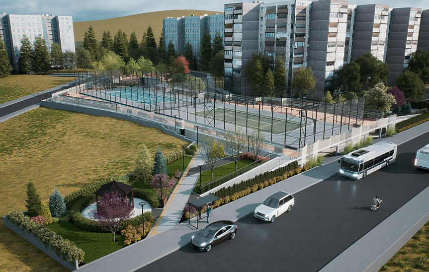 Нова паркова зона и полувкопан обществен паркинг в Благоевград / Снимки: Община Благоевград